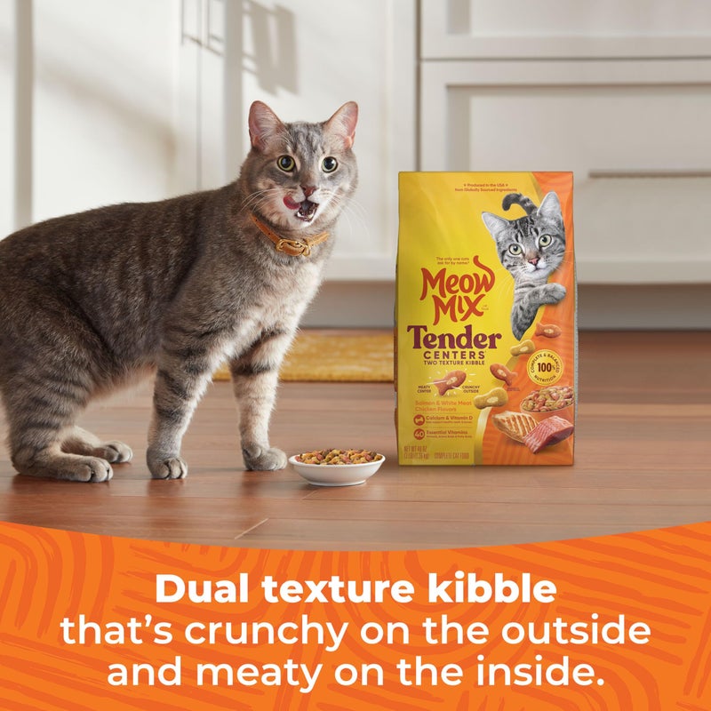 Meow Mix Tender Centers Salmon & White Meat Chicken Flavors Cat Food, 3 Pound (Pack of 4), Crunchy Outside Meaty Inside - Image 3